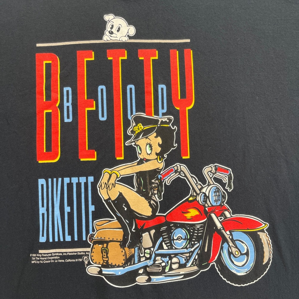 Fruit of the Loom Betty Boop T-Shirt Mens XL Black Bikette Biker VTG 90s